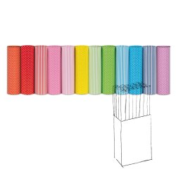 Rotolo carta regalo - 2 m x 70 cm - fantasie righe e pois - Rex Sadoch - espositore 50 pezzi