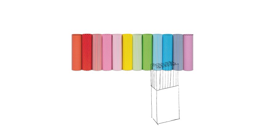 Rotolo carta regalo - 2 m x 70 cm - fantasie righe e pois - Rex Sadoch - espositore 50 pezzi