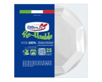 Piatto fondo riutilizzabile - ottagonale - diametro 22 cm - PS reuse - bianco - Dopla - conf. 25 pezzi