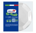 Piatto frutta riutilizzabile - ottagonale - diametro 17 cm - PS reuse - bianco - Dopla - conf. 25 pezzi
