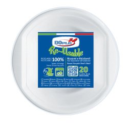 Scodella riutilizzabile - rotonda - diametro 17 cm - 630 ml - PS reuse - bianco - Dopla - conf. 20 pezzi