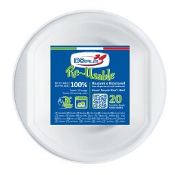 Scodella riutilizzabile - rotonda - diametro 17 cm - 630 ml - PS reuse - bianco - Dopla - conf. 20 pezzi