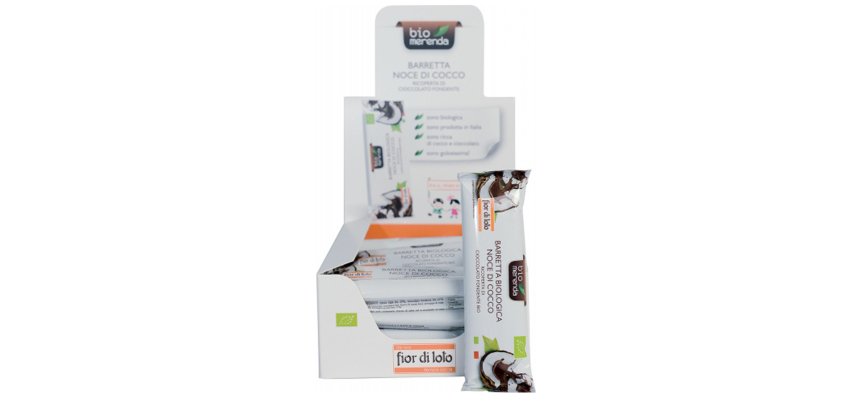 Barretta noce di cocco - ricoperta di cioccolato fondente - 30 gr - Biomerenda