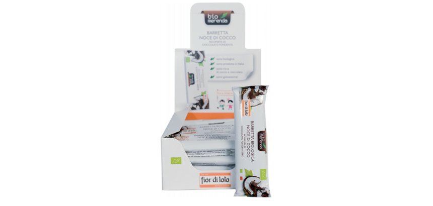 Barretta noce di cocco - ricoperta di cioccolato fondente - 30 gr - Biomerenda