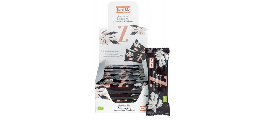 Barretta di riso - zenzero/cioccolato fondente - 30 gr - Fior di loto