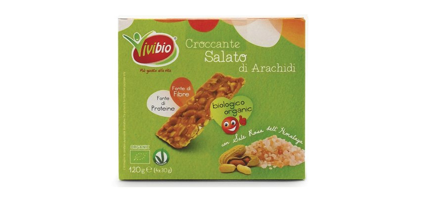 Barretta croccante - arachidi - salato - 120 gr - Vivibio