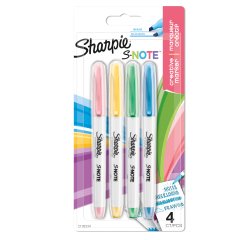 Pennarello S-Note - punta scalpello - colori assortiti - Sharpie - astuccio 4 pezzi