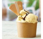 Coppetta gelato monouso - rotonda - diametro 10,5 cm - 335 ml - carta - avana - Leone - conf. 500 pezzi