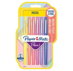Pennarello Flair Nylon - punta feltro - 1,10mm - colori assortiti Pastel - Papermate - conf. 6 pezzi