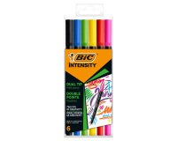 Pennarello Intensity Intense - dual tip brush - colori assortiti - Bic - conf. 6 pezzi