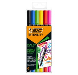 Pennarello Intensity Intense - dual tip brush - colori assortiti - Bic - conf. 6 pezzi