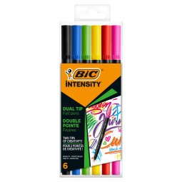 Pennarello Intensity Intense - dual tip brush - colori assortiti - Bic - conf. 6 pezzi