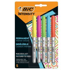 Marcatore Intensity Rainbow - indelebile - punta tonda - colori assortiti - Bic - conf. 5 pezzi