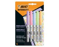 Marcatore Intensity Pastel - indelebile - punta tonda - colori assortiti - Bic - conf. 5 pezzi