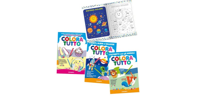 Album da colorare - spazio - 24 facciate - per bambina - fantasie alfabeto inglese, bimba, spazio - Blasetti