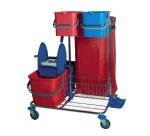 Carrello per pulizie Star 2 - cromato - 48 L - 82 x 71 x 105 cm - Taxon