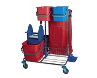 Carrello per pulizie Star 2 - cromato - 48 L - 82 x 71 x 105 cm - Taxon