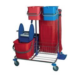 Carrello per pulizie Star 2 - cromato - 48 L - 82 x 71 x 105 cm - Taxon