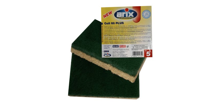 Spugna Cell 80 Plus - abrasiva - antibatterica - Arix - conf. 5 pezzi