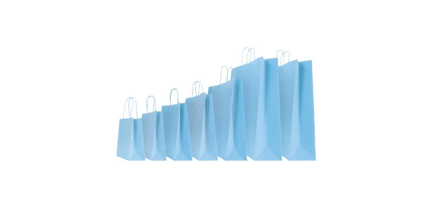 Shopper Twisted - maniglie cordino - 45 x 15 x 50 cm - carta kraft - azzurro - Mainetti Bags - conf. 25 pezzi