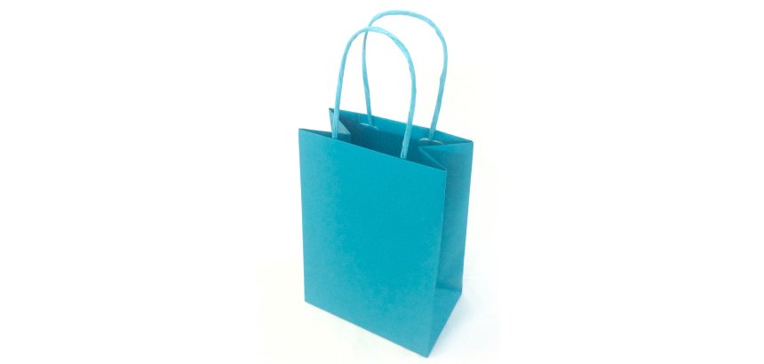 Shopper Twisted - maniglie cordino - 45 x 15 x 50 cm - carta kraft - turchese - Mainetti Bags - conf. 25 pezzi