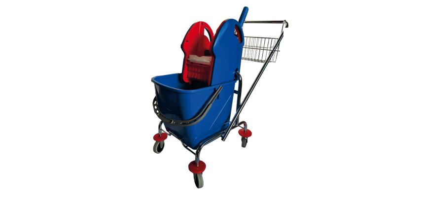 Carrello per pulizie Grouse26 - 25 L - 41 x 58 x 93 cm - blu/rosso - Taxon