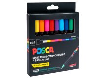Marcatore Uni Posca PC1M - punta extra fine 0.7 mm - colori assortiti - Uni Mitsubishi - conf. 10 pezzi