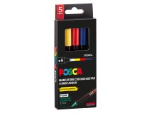 Marcatore Uni Posca PC1M - punta extra fine 0.7 mm - colori assortiti - Uni Mitsubishi - conf. 5 pezzi