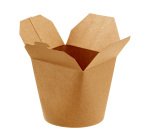 Contenitori rotondi da asporto - 9,8 x 8,5 x 9,2 cm - carta kraft/PE - avana - Leone - conf. 50 pezzi