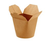 Contenitori rotondi da asporto - 9,8 x 8,5 x 9,2 cm - carta kraft/PE - avana - Leone - conf. 50 pezzi