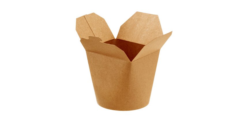 Contenitori rotondi da asporto - 9,8 x 8,5 x 9,2 cm - carta kraft/PE - avana - Leone - conf. 50 pezzi