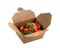 Contenitori rettangolari da asporto - 13 x 9 x 6,4 cm - carta kraft/PE - avana - Leone - conf. 50 pezzi
