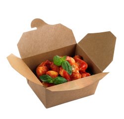 Contenitori rettangolari da asporto - 13 x 9 x 6,4 cm - carta kraft/PE - avana - Leone - conf. 50 pezzi
