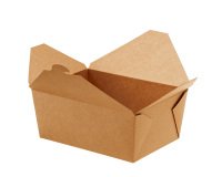 Contenitori rettangolari da asporto - 21 x 16 x 9 cm - carta kraft/PE - avana - Leone - conf. 40 pezzi