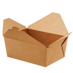 Contenitori rettangolari da asporto - 21 x 16 x 9 cm - carta kraft/PE - avana - Leone - conf. 40 pezzi