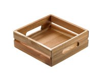 Cassetta per alimenti - 20 x 20 x 7 cm - legno di acacia - Leone
