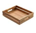 Cassetta per alimenti - 32,5 x 26,5 x 7 cm - legno di acacia - Leone