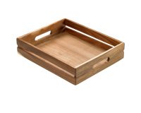 Cassetta per alimenti - 32,5 x 26,5 x 7 cm - legno di acacia - Leone