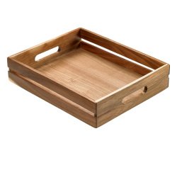 Cassetta per alimenti - 32,5 x 26,5 x 7 cm - legno di acacia - Leone