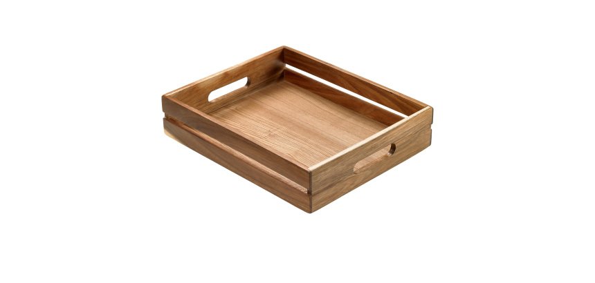 Cassetta per alimenti - 32,5 x 26,5 x 7 cm - legno di acacia - Leone