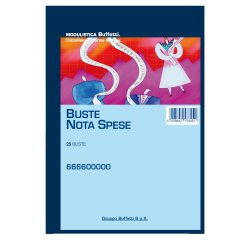 Blocco buste nota spese - staccabili - 23 x 16 cm - Data Ufficio - conf. 25 buste
