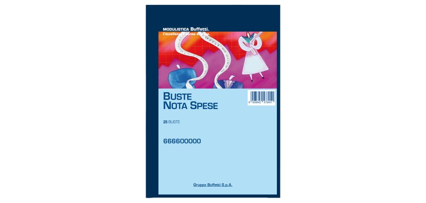 Blocco buste nota spese - staccabili - 23 x 16 cm - Data Ufficio - conf. 25 buste