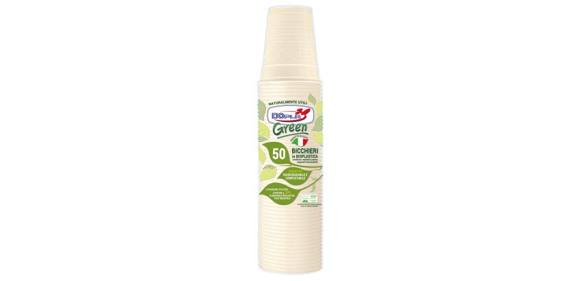 Bicchieri biodegradabili - Mater-Bi - 200 ml - avorio - Dopla - conf. 50 pezzi