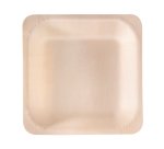 Piatto piano monouso - quadrato - 14,5 x 14,5 cm - legno - colore naturale - Signor Bio - conf. 50 pezzi