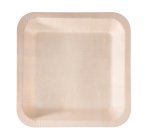 Piatto piano monouso - quadrato - 25 x 25 cm - legno - colore naturale - Signor Bio - conf. 50 pezzi