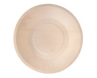 Piatto piano monouso - rotondo - diametro 21,5 cm - legno - colore naturale - Signor Bio - conf. 50 pezzi