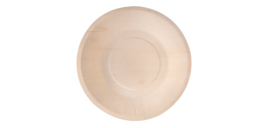 Piatto piano monouso - rotondo - diametro 21,5 cm - legno - colore naturale - Signor Bio - conf. 50 pezzi