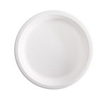 Piatto piano monouso - rotondo - diametro 23 cm - canna da zucchero - bianco - Signor Bio - conf. 50 pezzi
