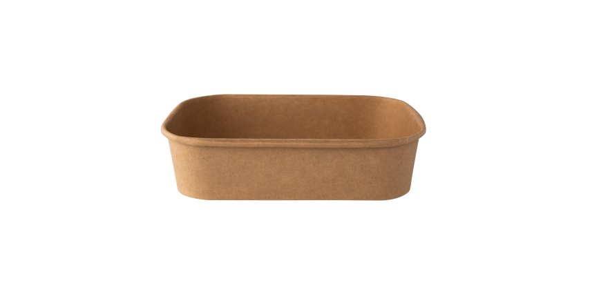 Bowl monouso - rettangolare - 500 ml - cartoncino - avana - Signor Bio - conf. 50 pezzi