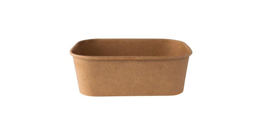 Bowl monouso - rettangolare - 750 ml - cartoncino - avana - Signor Bio - conf. 50 pezzi